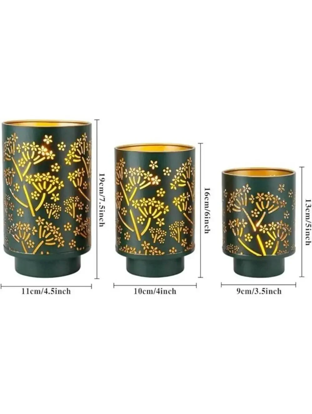 Illuminating Candle Holders 3pc Set Green Modern Farmhouse Candle Display Decor